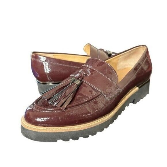 FRANCO Sarto Carney Burgundy Tassel Loafers Size 7 - Picture 2 of 11
